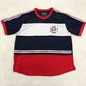 Parish Nation blue/red 3XL V neck short sleeve shirt